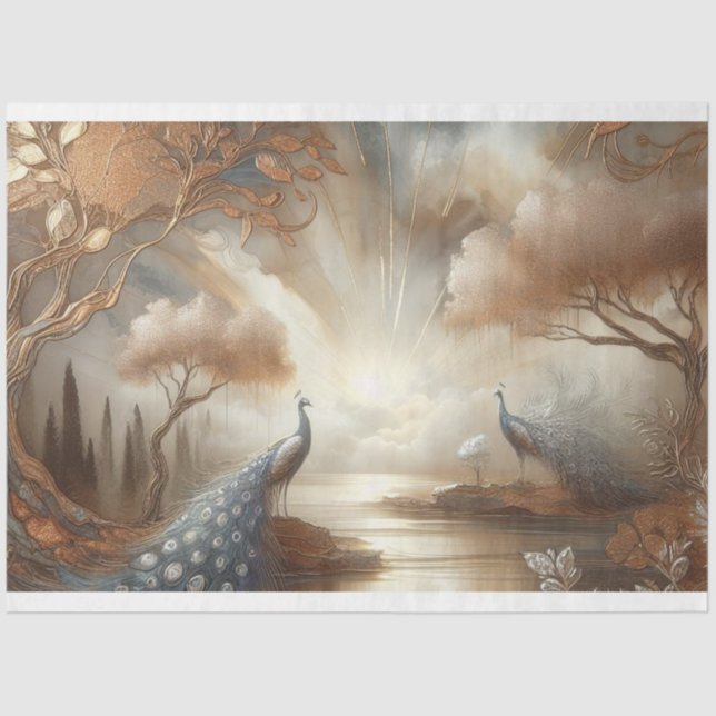 Mousseline Papier Peacock Tissus Découpage Enveloppement cade (Recto)