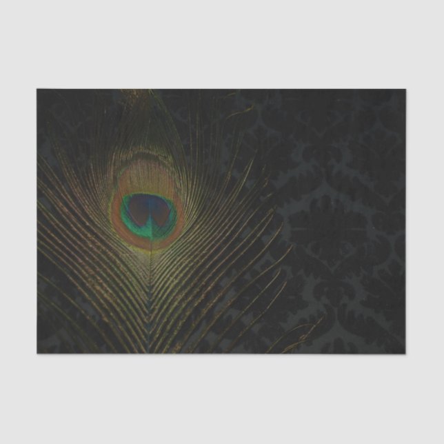 Mousseline Papier peint noir victorien et peacock (Recto)