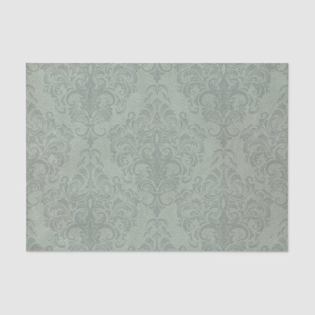 Mousseline Papier peint rustique gris de cru de damassé (Recto)