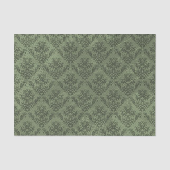 Mousseline Papier peint rustique vert de cru de damassé (Recto)