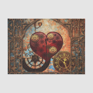 Mousseline Papier peint vintage de coeurs de Steampunk