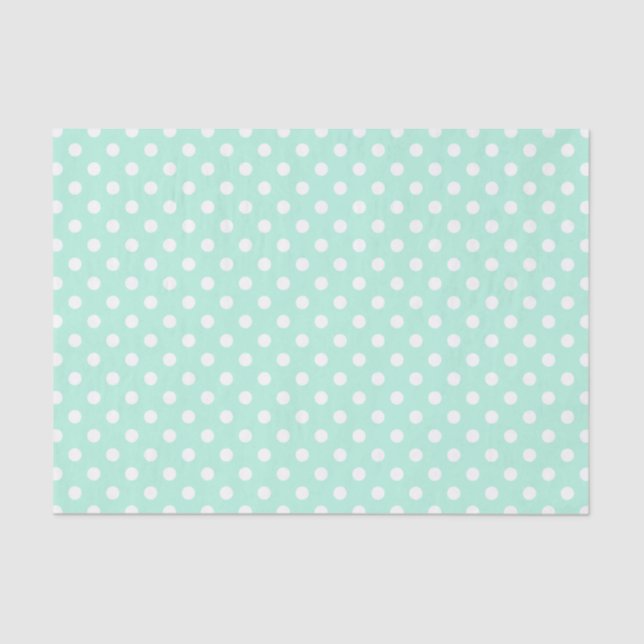 Mousseline papier pois vert menthe et blanc (Recto)