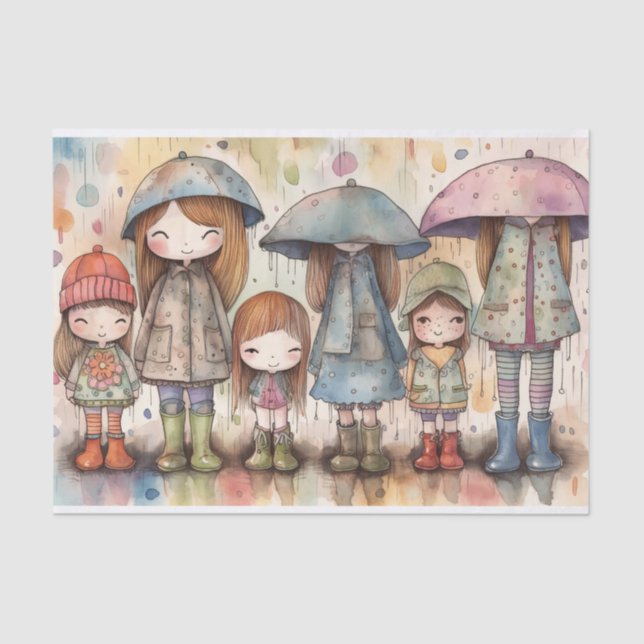 Mousseline Papier Poupée Filles aquarelle Collage Découpage (Recto)