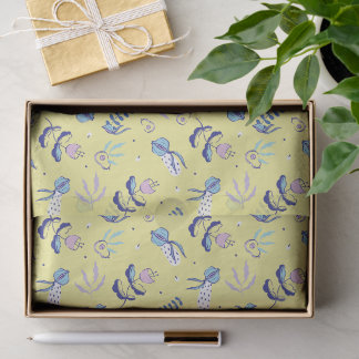 Mousseline Papier Tissu à Motif Floral Jaune Desc