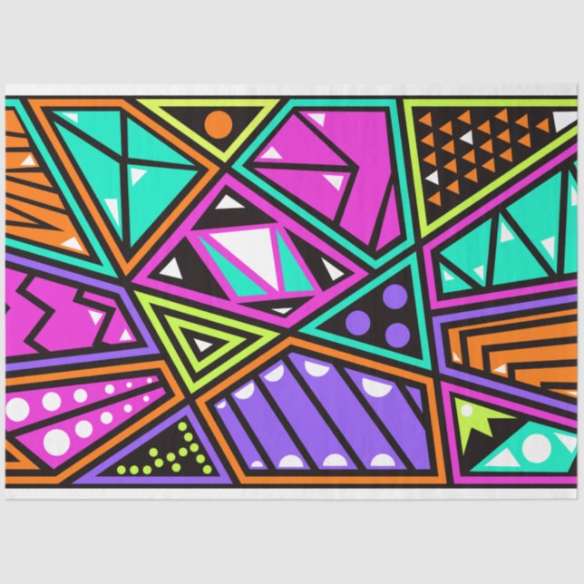 Mousseline papier tissu abstrait néon (Recto)