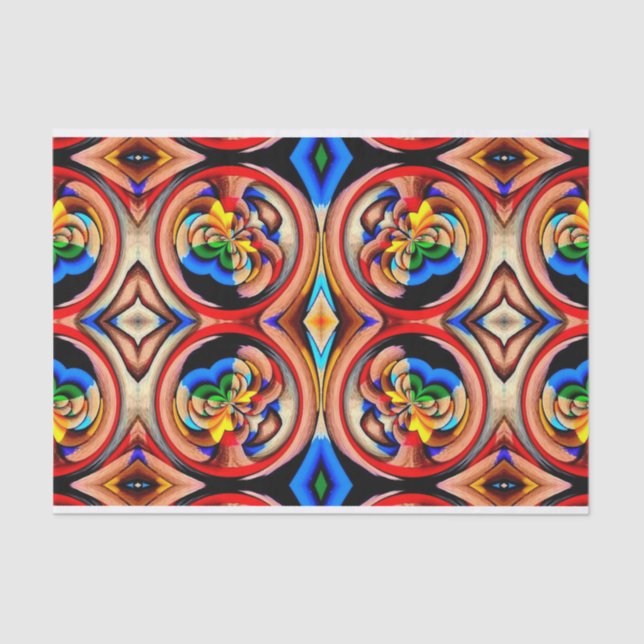 Mousseline Papier Tissu Abstrait Rainbow (Recto)