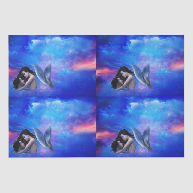 Mousseline Papier Tissu Amour Sirène (Recto)