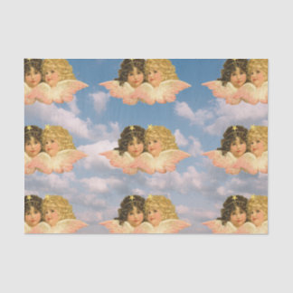 MOUSSELINE PAPIER TISSU ANGELS TWIN VINTAGES NUAGES EN BLEU