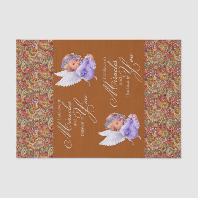 Mousseline Papier Tissu Angles Paisley (Recto)