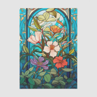Mousseline Papier Tissu Art Nouveau à Motif Floral en Verre C