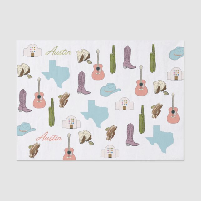 Mousseline Papier Tissu Austin Texas (Recto)