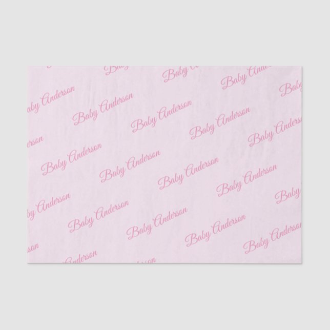 Mousseline Papier Tissu Baby shower rose personnalisable (Recto)