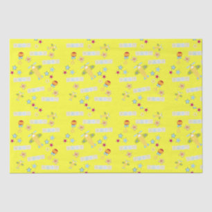 Mousseline Papier Tissu Bébé avion Jaune