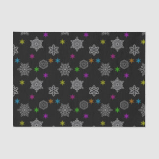 Mousseline Papier Tissu Black & Bright Snowflake