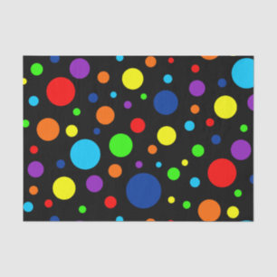Mousseline Papier Tissu Black Rainbow Spots