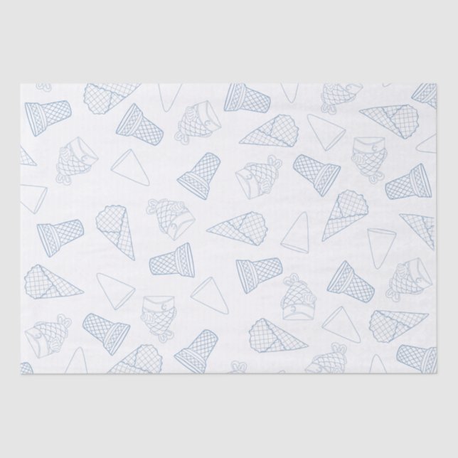 Mousseline Papier Tissu Bleu Cones (Recto)