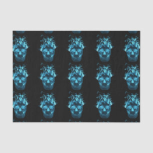 Mousseline Papier Tissu bleu crâne de feu