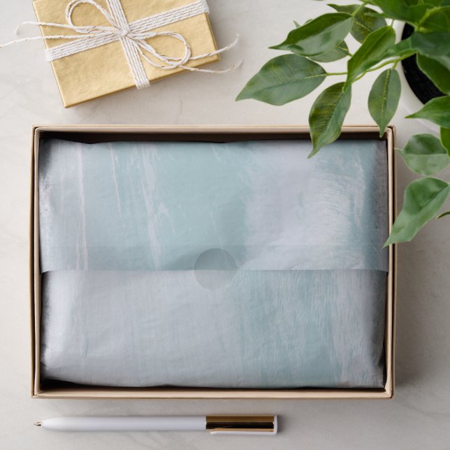 Mousseline Papier Tissu Bleu Ocean Wave (Cadeau)