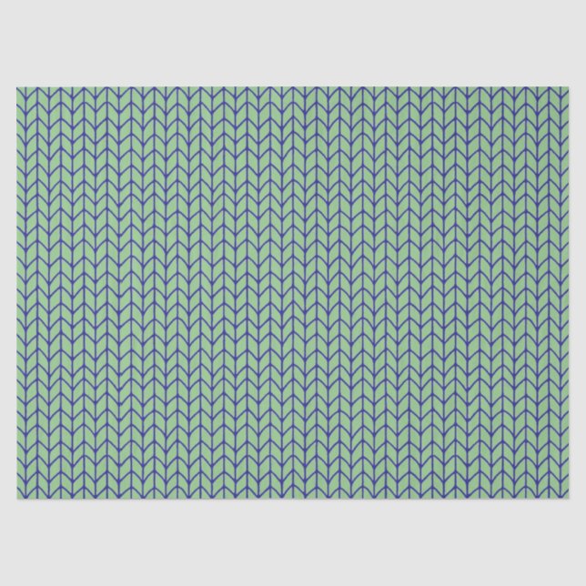 Mousseline Papier Tissu BLUE GREEN KNIT (Recto)