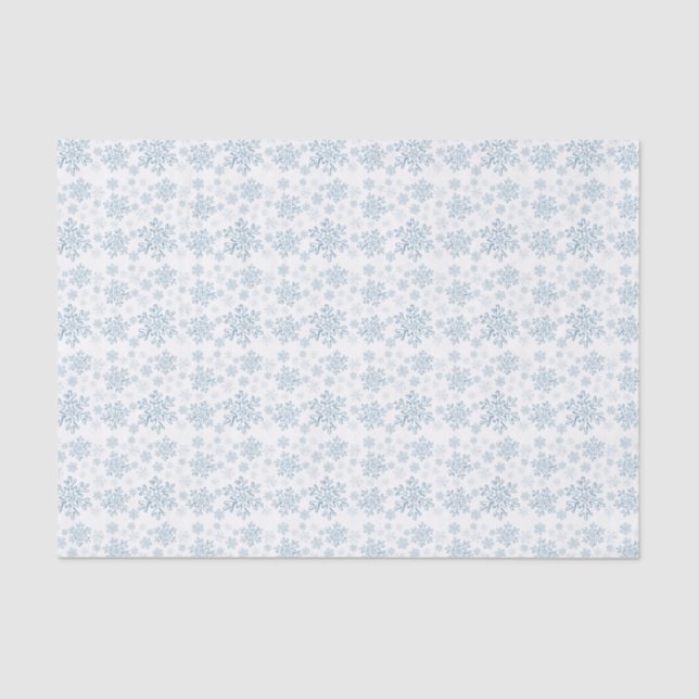 Mousseline Papier Tissu Blue Snowflake. (Recto)