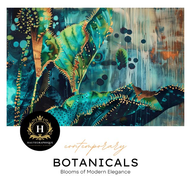 Mousseline Papier Tissu Botanique Tropical Turquoise et Gold (Créateur téléchargé)