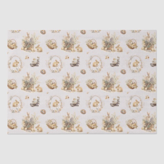 Mousseline Papier Tissu Bunny de Pâques (Recto)