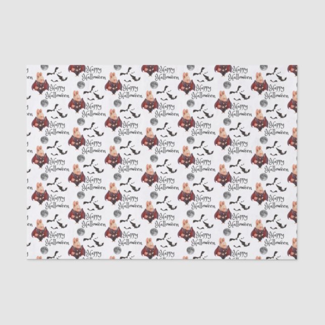 Mousseline Papier Tissu Bunny Halloween (Recto)