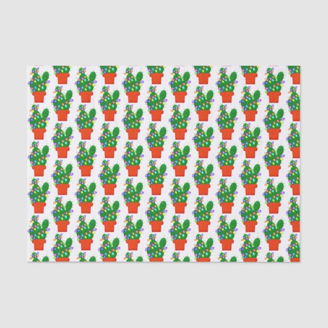 Mousseline Papier Tissu Cactus Christmas Tree (Recto)