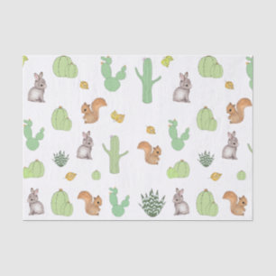 Mousseline Papier Tissu Cactus Woodland Animal