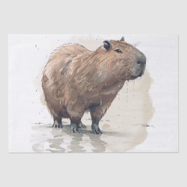 Mousseline Papier Tissu Capybara (Recto)