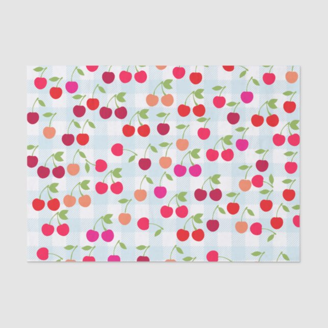 Mousseline Papier Tissu Cerise Cute (Recto)