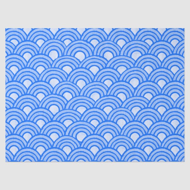 Mousseline Papier Tissu Cerulean Scales (Recto)