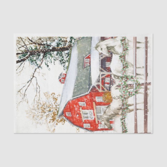 Mousseline Papier Tissu Chevaux d'hiver (Recto)