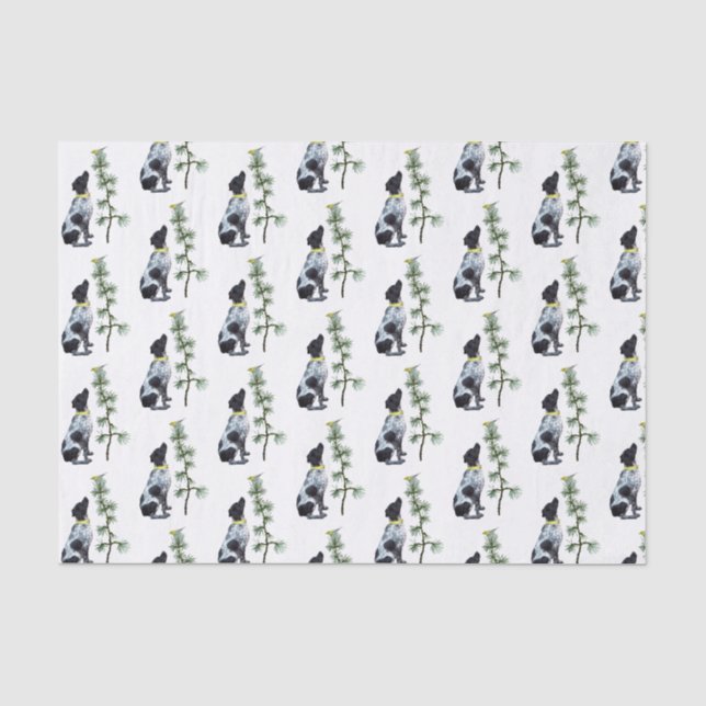 Mousseline Papier Tissu Chien Oiseau (Recto)