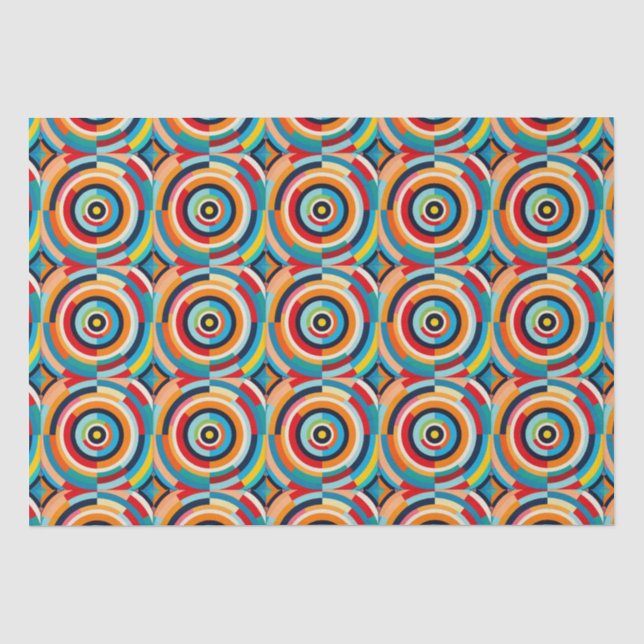 Mousseline Papier Tissu Circulaire Rtro Coloré (Recto)