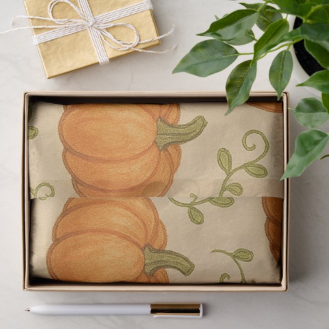 Mousseline Papier Tissu Citrouille mignon - Emballage Cadeau  (Cadeau)