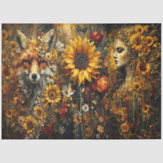 Mousseline Papier Tissu Collage Renard D'Automne D'Ember