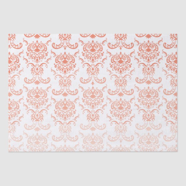 Mousseline Papier Tissu Coral Ombre Damask (Recto)