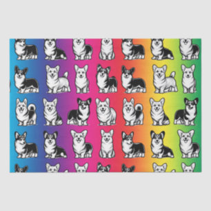 Mousseline Papier Tissu Corgi mignon et coloré