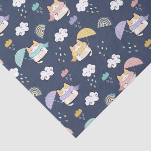 Mousseline Papier Tissu Cosy Rainy Day Motif