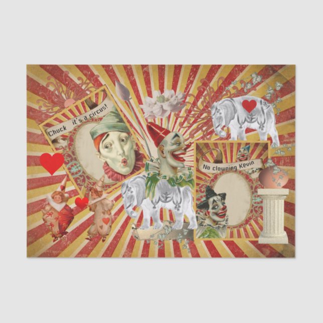 Mousseline Papier Tissu CrazyCircus vintage (Recto)