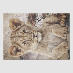 Mousseline Papier Tissu Cube Lion Cub