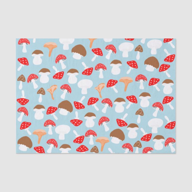 Mousseline Papier Tissu Cute Champignons (Recto)