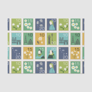 Mousseline Papier Tissu Cute Postage Timbres