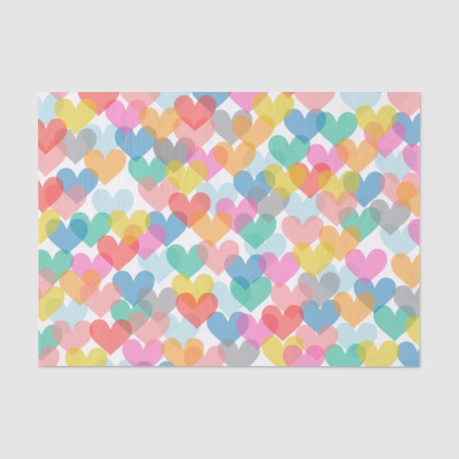 Mousseline Papier Tissu Cute Rainbow Hearts (Recto)