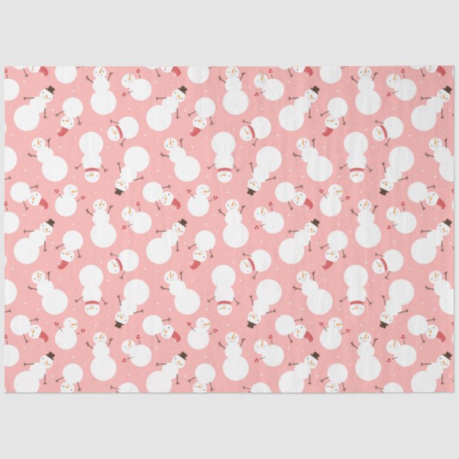 Mousseline Papier Tissu Cute Snowmen (Recto)