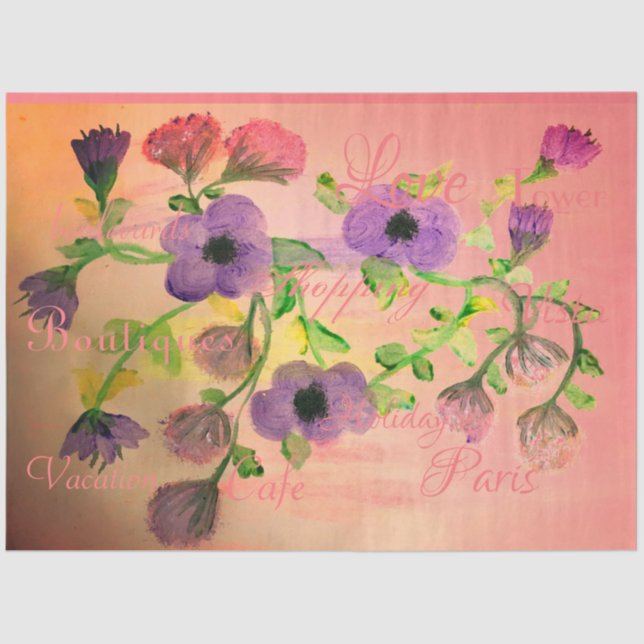 Mousseline Papier Tissu D'Artisanat Violet Et Rose (Recto)
