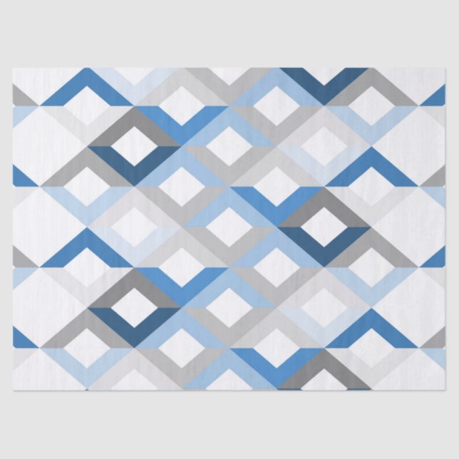 Mousseline papier tissu de chevrons bleu (Recto)