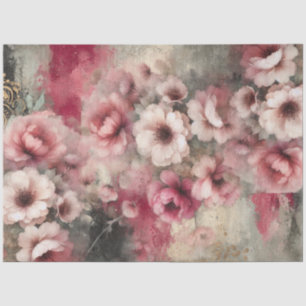 Mousseline Papier Tissu De Collage De Grunge Floral Rose
