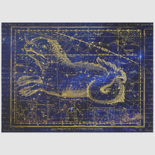 Mousseline papier tissu de constellation cetus (Recto)